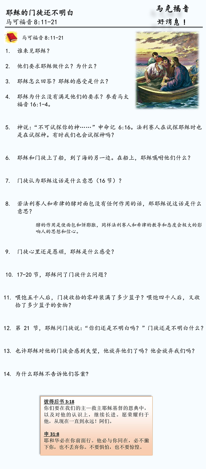 《耶稣的门徒还是不明白》查经问答